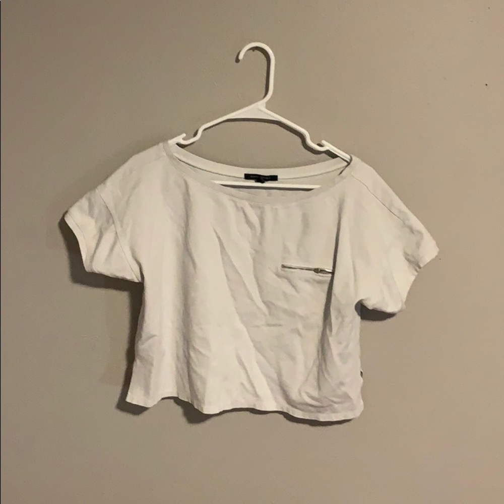 Banana Republic White Tee with Zipper- Medium